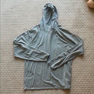Smartwool Gray Hooded Pullover with Striped Trim